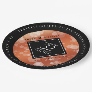 Elegant 32nd Bronze Wedding Anniversary Paper Plate
