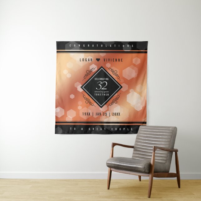 Elegant 32nd Bronze Wedding Anniversary Tapestry (In Situ)