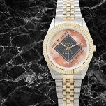 Elegant 32nd Bronze Wedding Anniversary Watch<br><div class="desc">Celebrate the 32nd bronze wedding anniversary and a love that stands the test of time with this stylish watch! Elegant black and white lettering with hexagonal confetti on a bronze foil background add a memorable touch for this special occasion and extraordinary milestone. Personalise with the couple's names and dates of...</div>