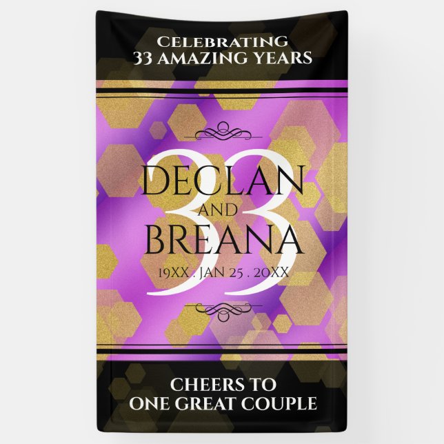 Elegant 33rd Amethyst Wedding Anniversary Banner (Vertical)