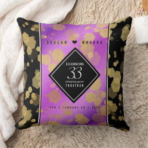 Elegant 33rd Amethyst Wedding Anniversary Cushion