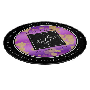 Elegant 33rd Amethyst Wedding Anniversary Cutting Board