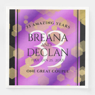 Elegant 33rd Amethyst Wedding Anniversary Napkin