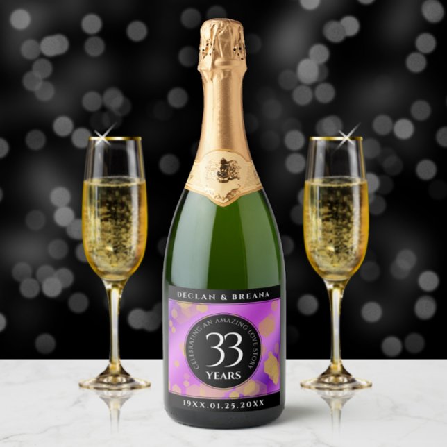 Elegant 33rd Amethyst Wedding Anniversary Sparkling Wine Label (Creator Uploaded)