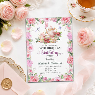 Elegant 34th Birthday High Tea Party Invitation