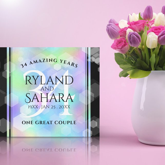 Elegant 34th Opal Wedding Anniversary Celebration Canvas Print (Creator Uploaded)