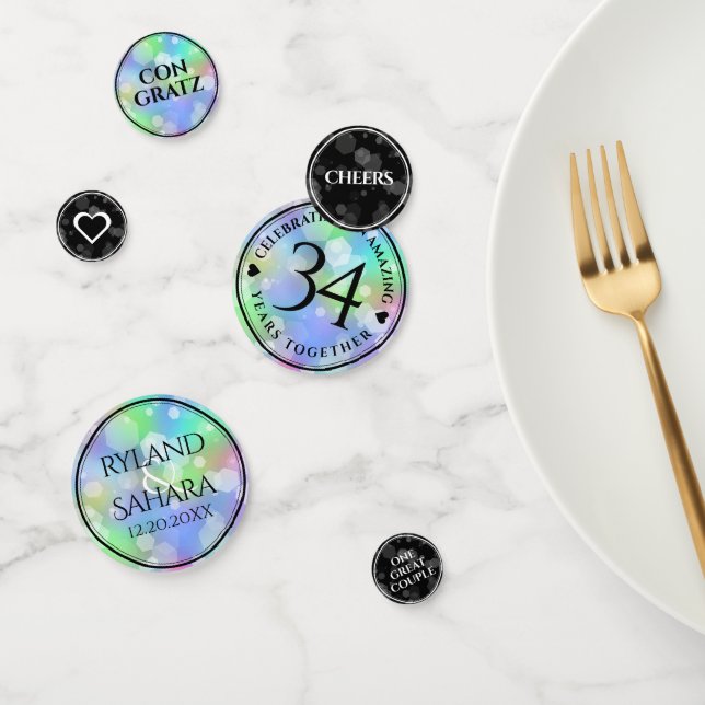 Elegant 34th Opal Wedding Anniversary Celebration Confetti (Group)