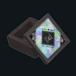 Elegant 34th Opal Wedding Anniversary Celebration Gift Box<br><div class="desc">Celebrate the 34th opal wedding anniversary with this stylish keepsake box! Elegant black and white lettering with hexagonal confetti on an iridescent opal background add a memorable touch for this special occasion and extraordinary milestone. Personalise with the couple's names and dates of marriage. Design © W.H. Sim. See more at...</div>