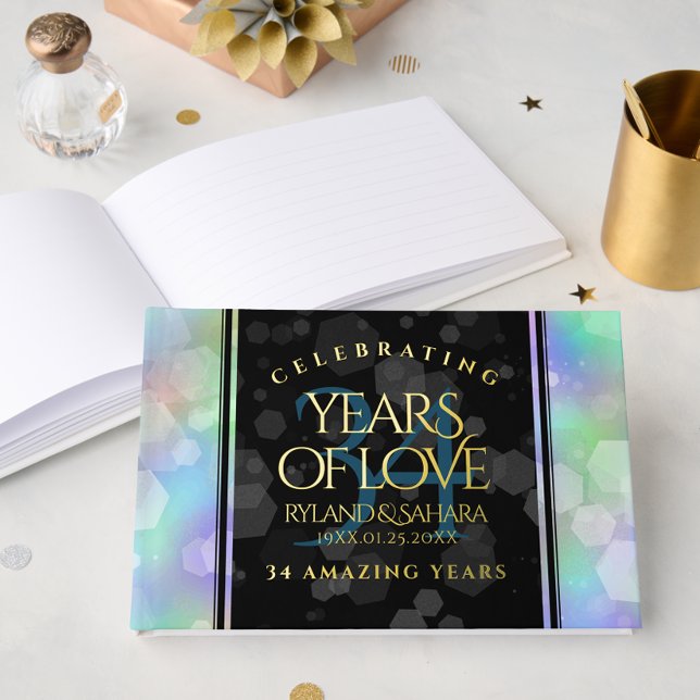 Elegant 34th Opal Wedding Anniversary Celebration Guest Book (Elegant 34th Opal Wedding Anniversary Celebration Foil Guest Book Cover Photo)