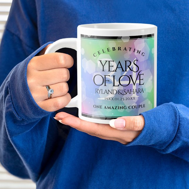 Elegant 34th Opal Wedding Anniversary Celebration Large Coffee Mug (34th Wedding Anniversary Jumbo Coffee Mug Cover Photo.)