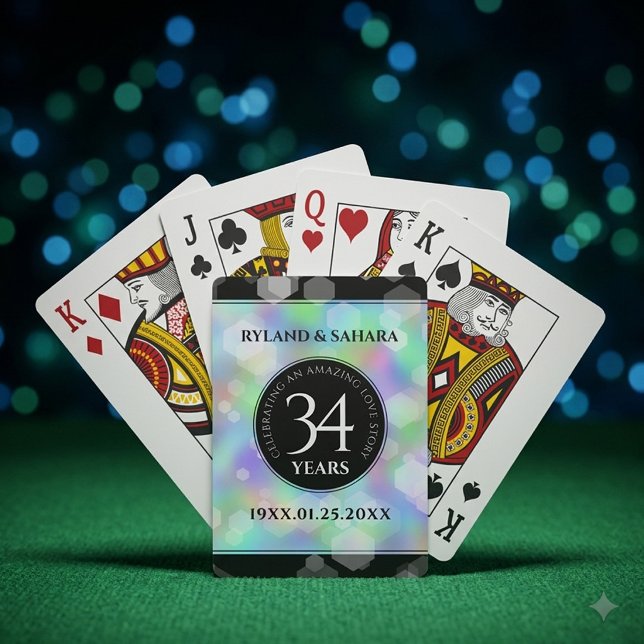 Elegant 34th Opal Wedding Anniversary Celebration Playing Cards (Elegant 34th Opal Wedding Anniversary Playing Cards Cover Photo)