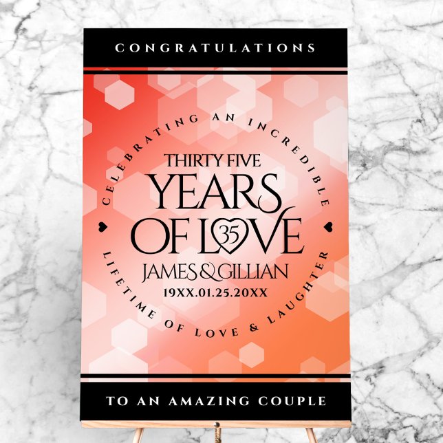 Elegant 35th Coral Wedding Anniversary Celebration Acrylic Sign (Elegant 35th Coral Wedding Anniversary Acrylic Sign Cover Photo)
