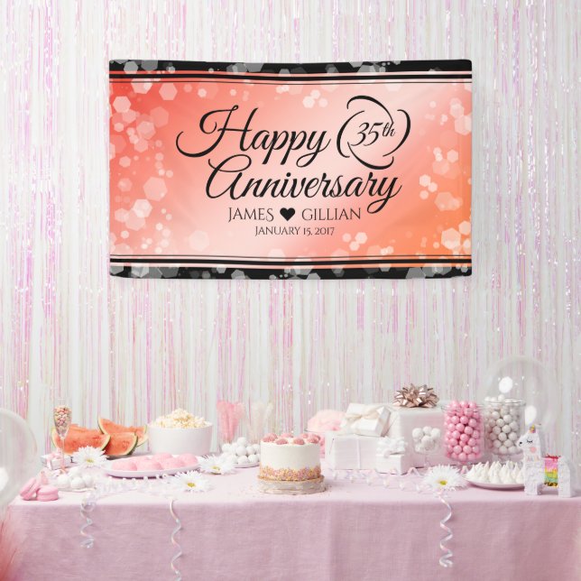 Elegant 35th Coral Wedding Anniversary Celebration Banner (Party)