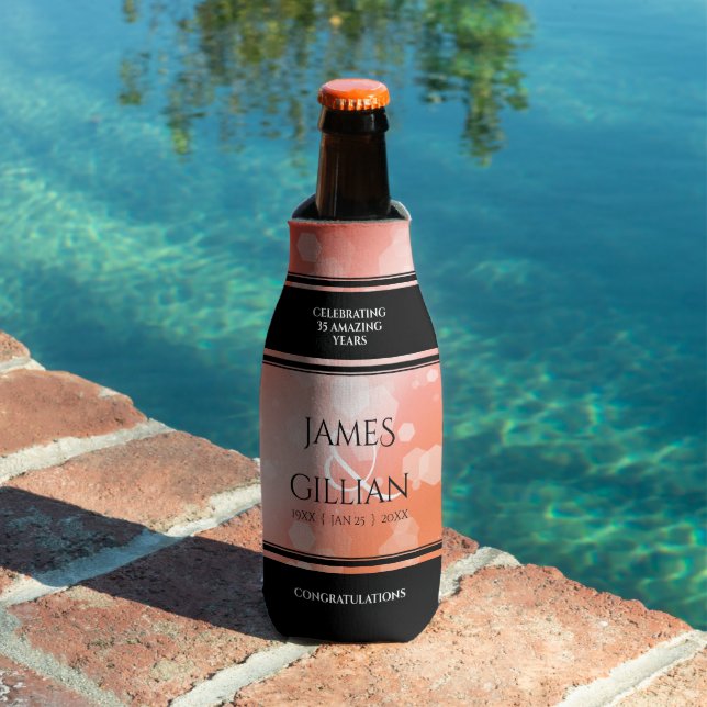 Elegant 35th Coral Wedding Anniversary Celebration Bottle Cooler (In Situ Pool)