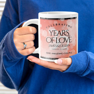 Elegant 35th Coral Wedding Anniversary Celebration Large Coffee Mug