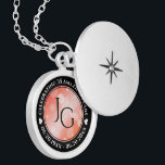 Elegant 35th Coral Wedding Anniversary Celebration Locket Necklace<br><div class="desc">Celebrate the 35th wedding anniversary with this commemorative locket! Elegant black and white lettering with hexagonal confetti on a coral pink background add a memorable touch for this special occasion and extraordinary milestone. Customise with couple's initials, a special message, and dates for their coral anniversary. Design © W.H. Sim. See...</div>