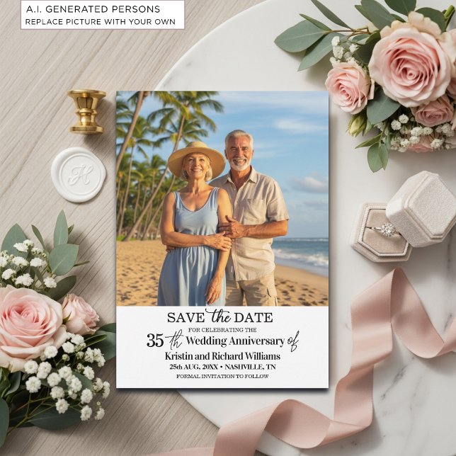 Elegant 35th Wedding Anniversary Photo Save The Date (Creator Uploaded)