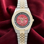 Elegant 36th Rose Wedding Anniversary Celebration<br><div class="desc">Celebrate the 36th rose wedding anniversary with this commemorative watch! Elegant lettering on a romantic red rose background add a memorable touch for this special occasion and extraordinary milestone. Customise with couple's names,  dates of marriage,  and congratulatory messages.

Design © W.H. Sim. See more at zazzle.com/expressionsoccasions</div>
