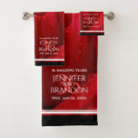 Elegant 36th Rose Wedding Anniversary Celebration Bath Towel Set<br><div class="desc">Celebrate the 36th rose wedding anniversary with this stylish towel set! Elegant lettering on a romantic red rose background add a memorable touch for this special occasion and extraordinary milestone. Personalise with the couple's names,  dates of marriage,  and congratulatory message.

Design © W.H. Sim. See more at zazzle.com/expressionsoccasions</div>