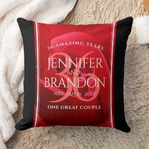 Elegant 36th Rose Wedding Anniversary Celebration Cushion