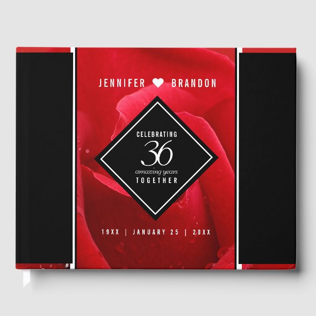 Elegant 36th Rose Wedding Anniversary Celebration Guest Book (Front)