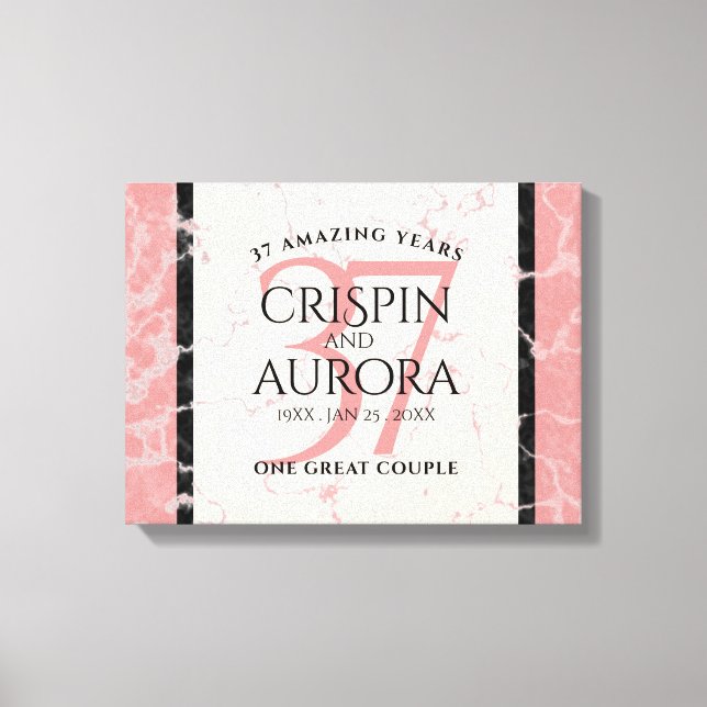 Elegant 37th Alabaster Wedding Anniversary Canvas Print (Front)