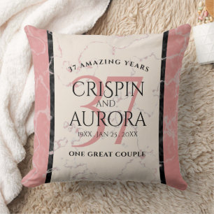 Elegant 37th Alabaster Wedding Anniversary Cushion