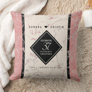 Elegant 37th Alabaster Wedding Anniversary Cushion