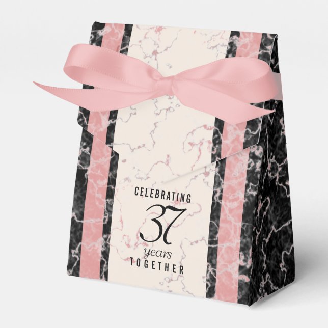 Elegant 37th Alabaster Wedding Anniversary Favour Box (Front Side)