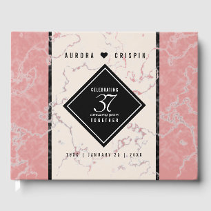 Elegant 37th Alabaster Wedding Anniversary Guest Book