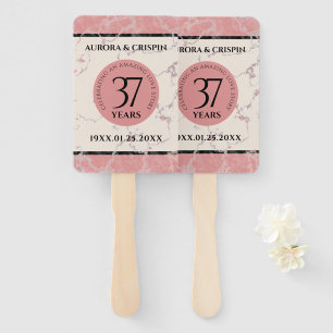 Elegant 37th Alabaster Wedding Anniversary Hand Fan