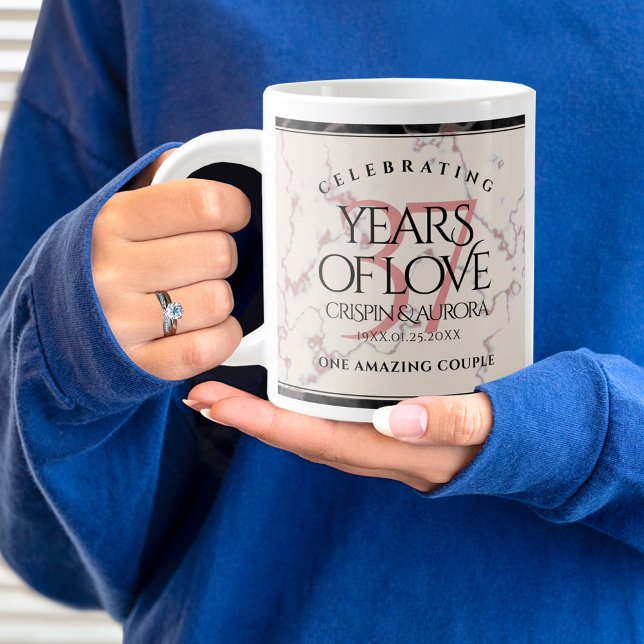 Elegant 37th Alabaster Wedding Anniversary Large Coffee Mug (37th Wedding Anniversary Jumbo Coffee Mug Cover Photo.)