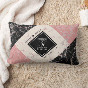 Elegant 37th Alabaster Wedding Anniversary Lumbar Cushion