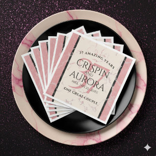 Elegant 37th Alabaster Wedding Anniversary Napkin