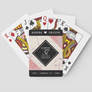 Elegant 37th Alabaster Wedding Anniversary Playing Cards