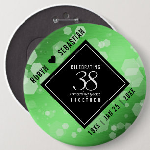 Elegant 38th Emerald Wedding Anniversary 6 Cm Round Badge