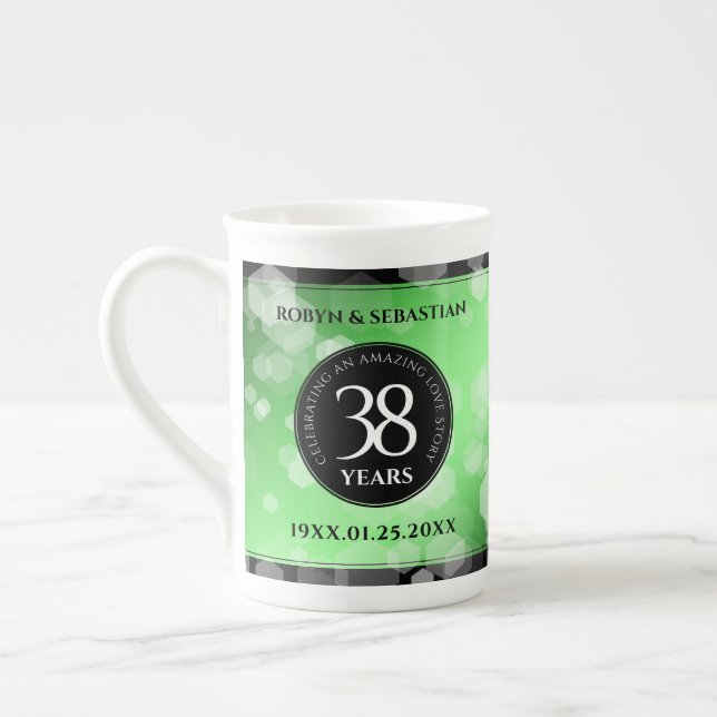 Elegant 38th Emerald Wedding Anniversary Bone China Mug (Left)