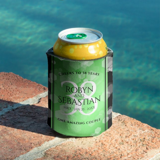 Elegant 38th Emerald Wedding Anniversary Can Cooler (In Situ Pool)