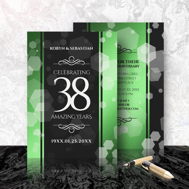 Elegant 38th Emerald Wedding Anniversary Invitation (Creator Uploaded)