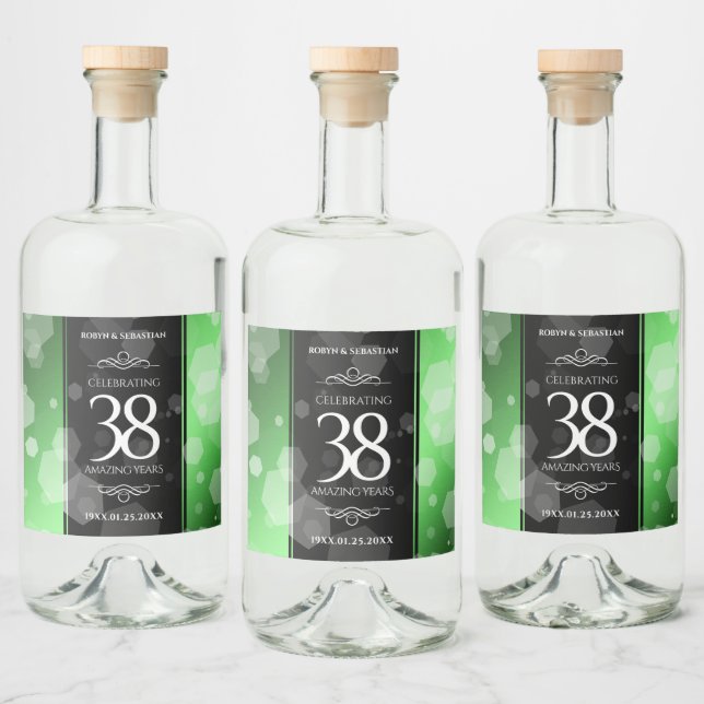 Elegant 38th Emerald Wedding Anniversary Liquor Bottle Label (Bottles)