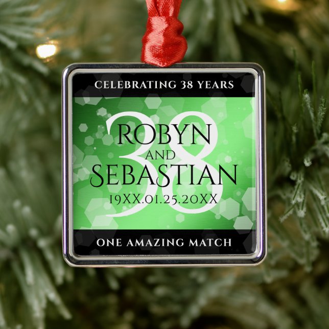 Elegant 38th Emerald Wedding Anniversary Metal Tree Decoration (Tree)