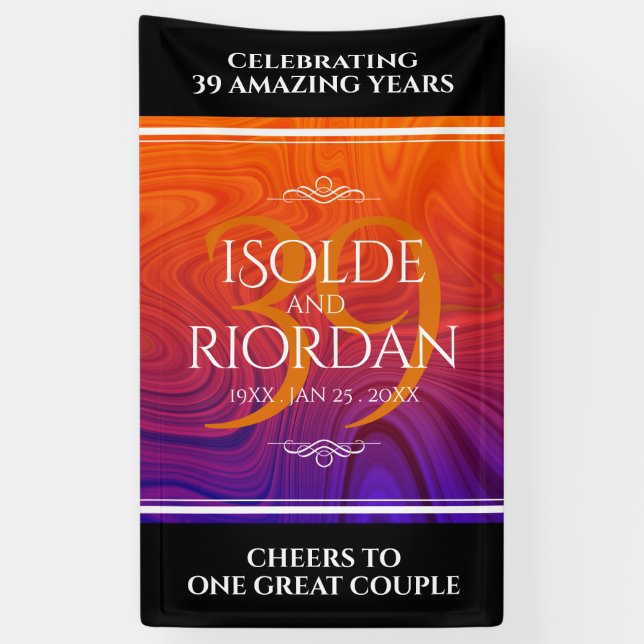 Elegant 39th Agate Wedding Anniversary Celebration Banner (Vertical)