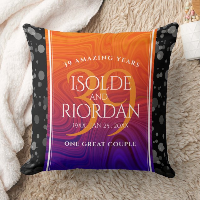 Elegant 39th Agate Wedding Anniversary Celebration Cushion (Blanket)