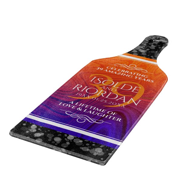 Elegant 39th Agate Wedding Anniversary Celebration Cutting Board (Corner)