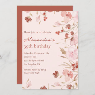 Elegant 39th birthday invitations Floral Chic