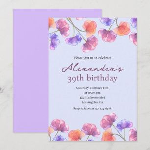 Elegant 39th invitations Boho Floral Chic