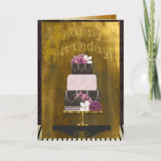 Elegant 3 Layer Cake Personalized Birthday Card