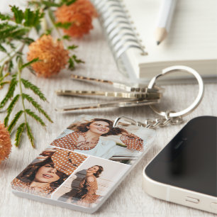 Elegant 3 Photo Collage Custom Graduate Keepsake Key Ring