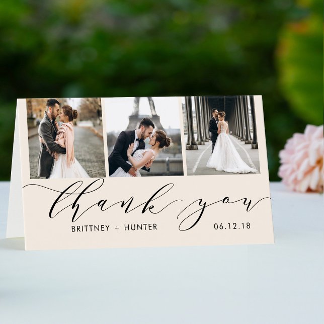 Elegant 3 Photo Collage Off White Thank you (Creator Uploaded)