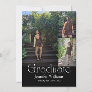 elegant 3 photo graduation 2026 announcement card 